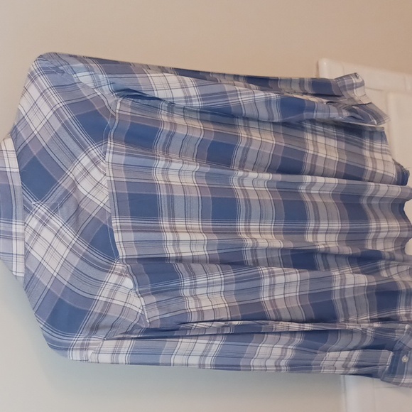 Francescas Collection, blue/gray plaid, long. Never worn, size Medium - Picture 5 of 5